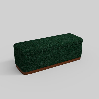 Modern 46" Bouclé Upholstered Storage Bench with Solid Wood Base & Hidden Compartment