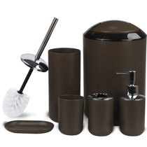 Essentra Home Matte Black Collection 4-Piece Bathroom Accessory Set. Includes: Soap Dispenser with Chrome Pump, Toothbrush Holder, Tumbler and Soap