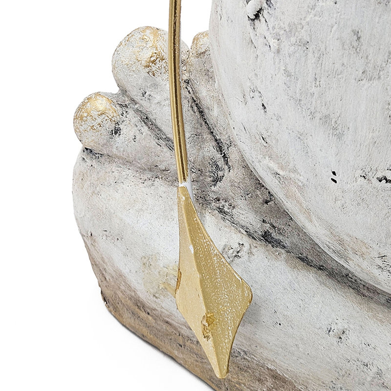 Figurine abstraite grenouille magnésium blanche avec bras et yeux dorés, décorations de sculpture de jardin