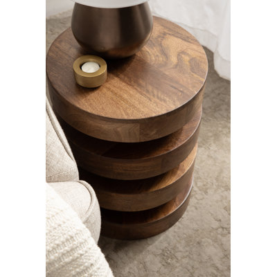 Stacked Solid Wood End Table