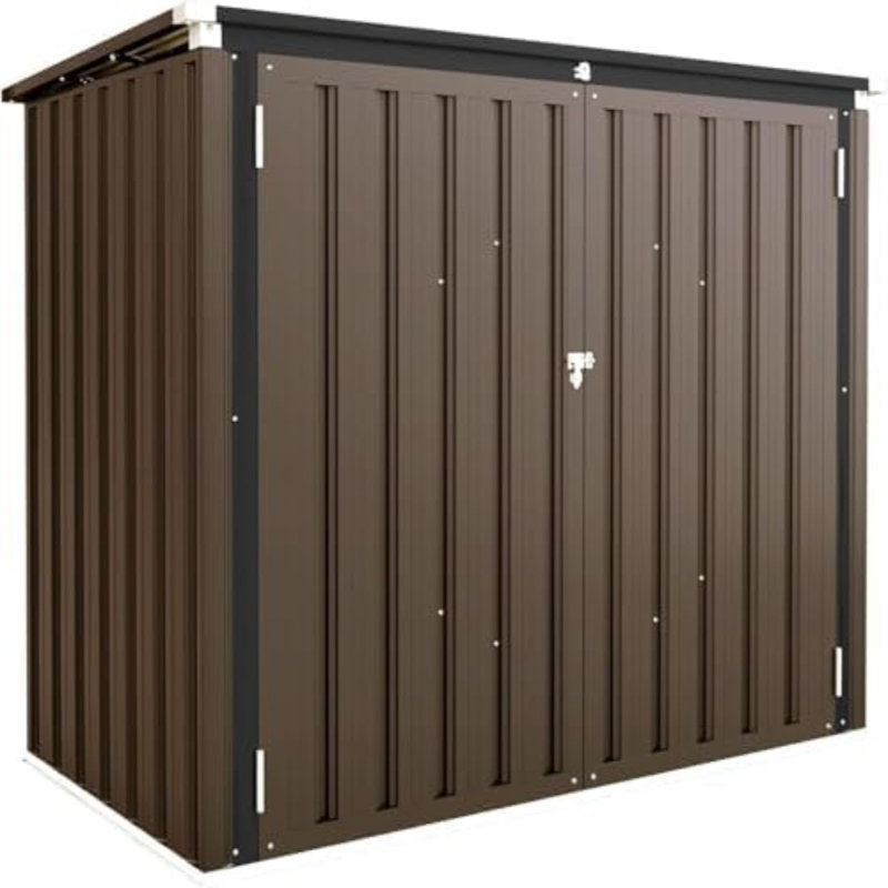 Waterproof 5 Ft. W X 3 Ft. D Metal Flat Storage Shed, Brown