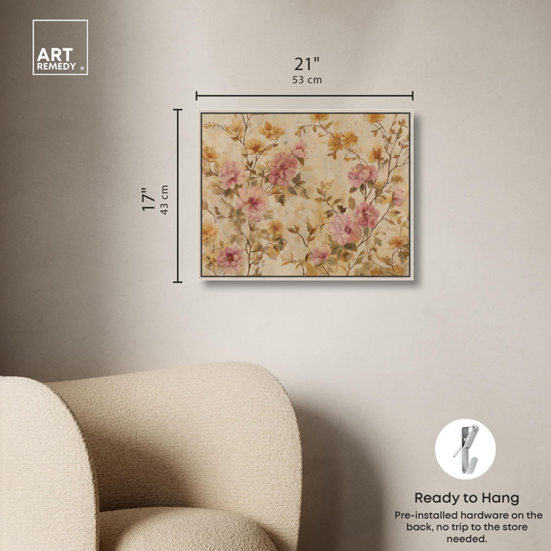 Impression sur toile «Ochre Garden II Farmhouse» par Art Remedy, H 20 po x l 16 po, Cadre argenté