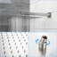Pomme de douche double 10 pouces en nickel brossé - avec valve équilibrée, débit d'eau réglable et poche pour une baignoire carrée personnalisée-121690659