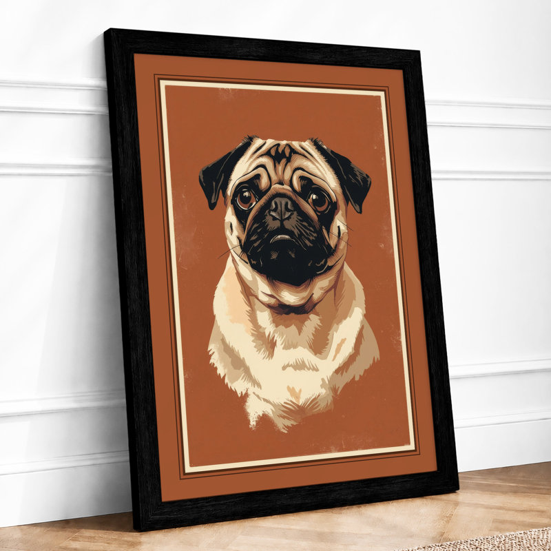 Pug Portrait Modern - Framed Print, A4 - 29.7 x 21.0 cm, Black