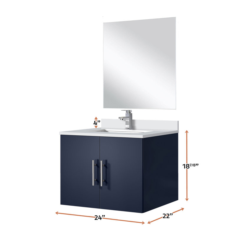 Single Bath Vanity 24 In. W X 22 In. D, Quartz Countertop, 18 In. Mirror And Faucet Set