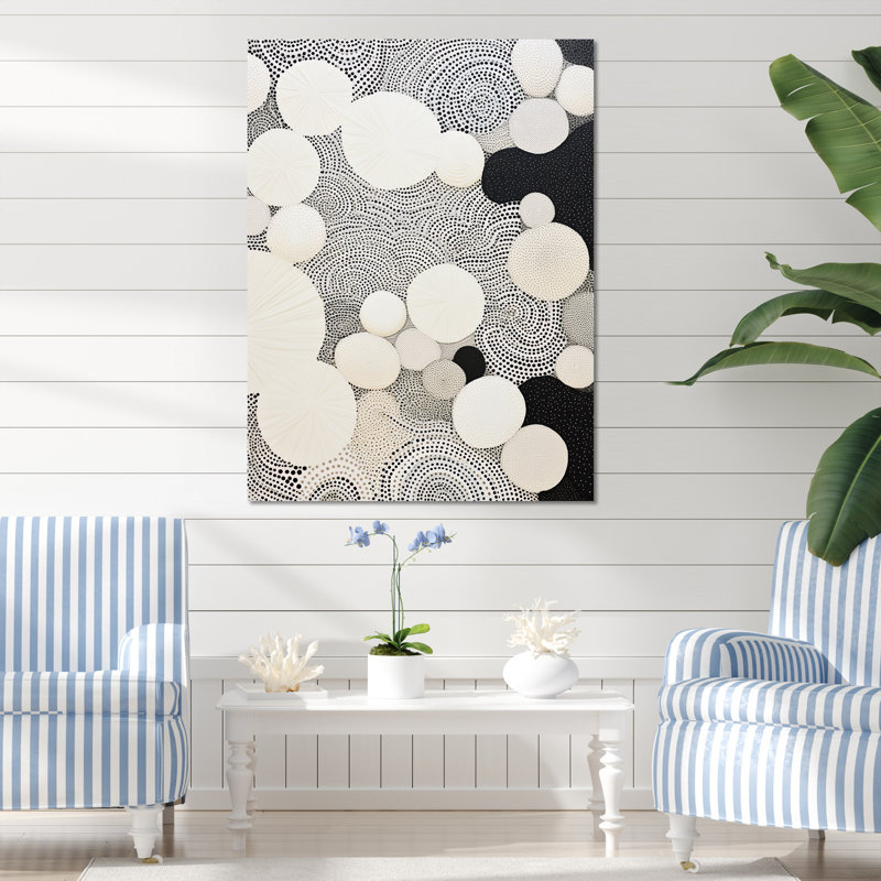 Abstrait corail noir et blanc abstrait V - reproduction d'art sur toile abstraite, Toile tendue, H 32 po x l 24 po