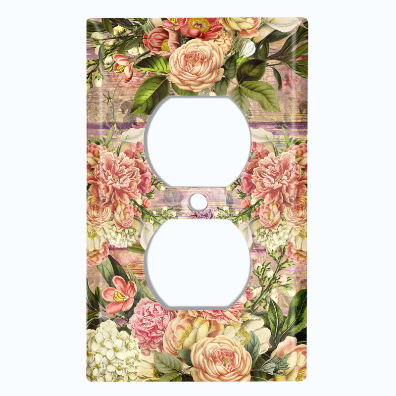 Plaque murale en bois à 1 prise Rose