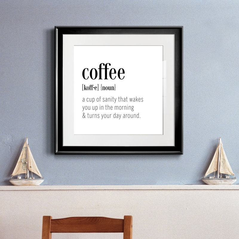 Coffee Définition - cadre photo, art textuel, Cadre noir, H 17,5 po x l 17,5 po x P 1,5 po