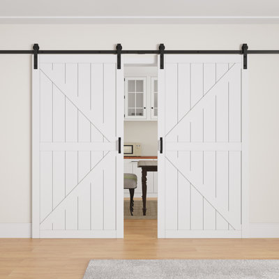 84" Height Modern Sliding Barn Door | Primed Surface Paintable | Closet / Pantry Door With Barn Door Hardware Kits