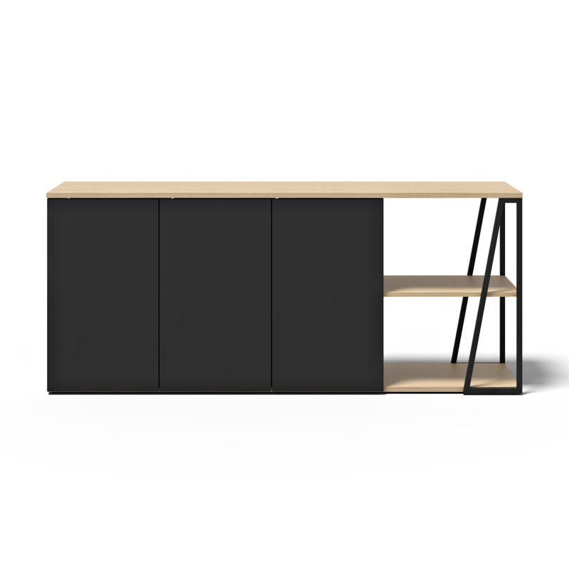Sharrion 190cm Sideboard, Light Oak/Black