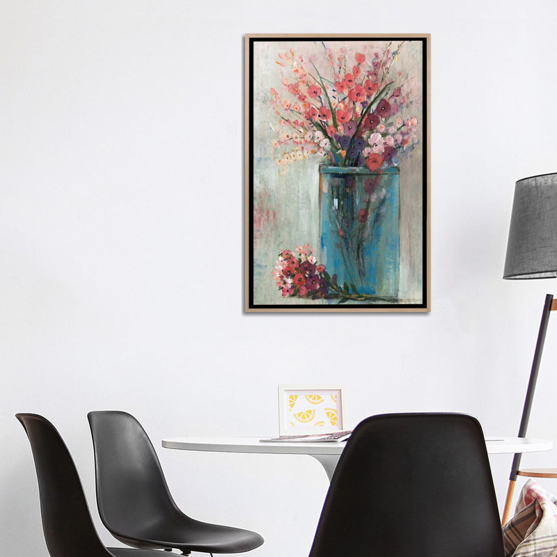 «Blue Jar I», reproduction d'art sur toile encadrée, H 40 po x l 26 po, Toile à cadre flottant sans passe-partout, Beige