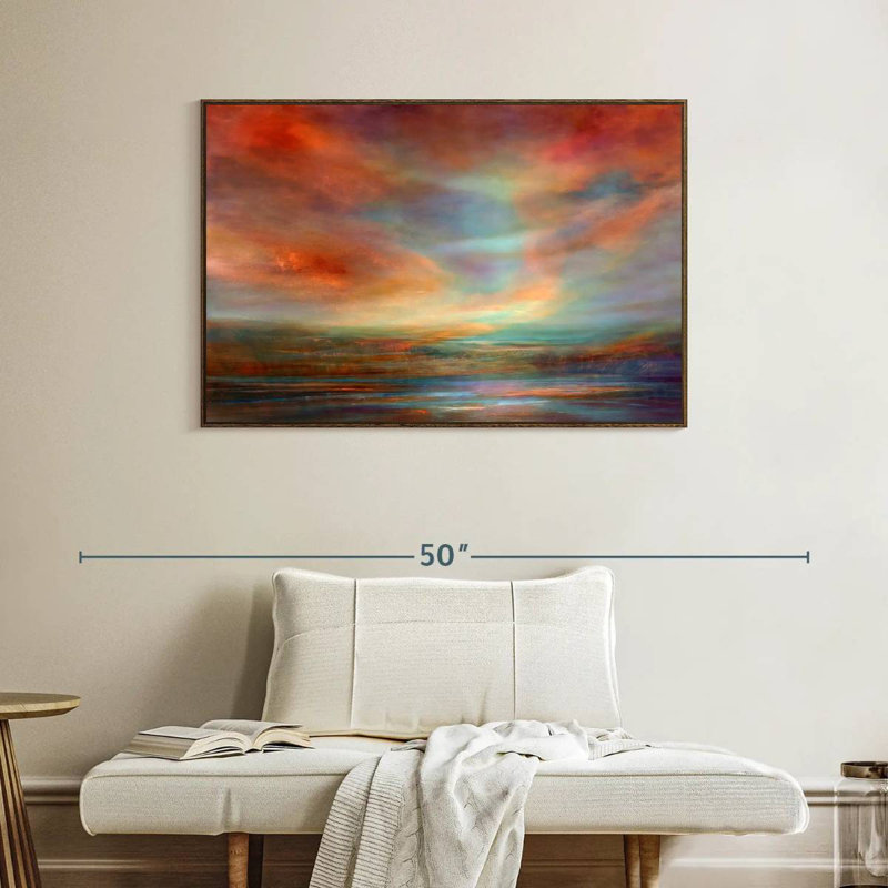 Far Away III, Cadre flottant noyer, 43 po x 29 po