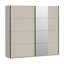 Cezary 2 Door Mirrored Sliding Wardrobe with 5 Shelves in Sand, 220 cm