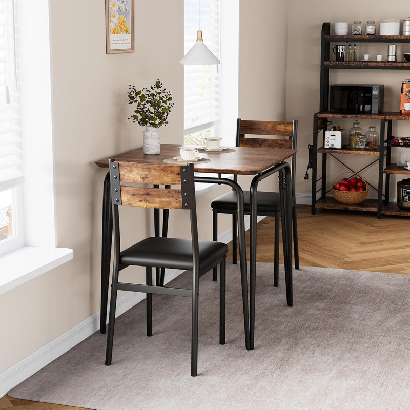 Dining Table for 2, Small Table and Chairs Set of 2, Square Dinette Set for 2, Dinner Table Set, 3 Piece Kitchen & Dining Room Sets for Small Space,(Dining Table with 2 Chairs)