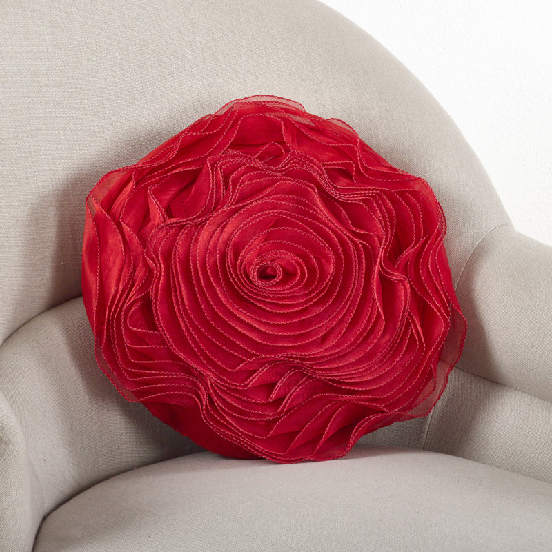 Coussin et housse de coussin fantaisie, Rouge, H 16 po x l 16 po