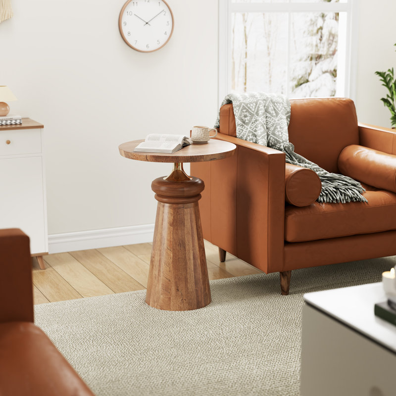Falona Mango Wood Cone Round End Table