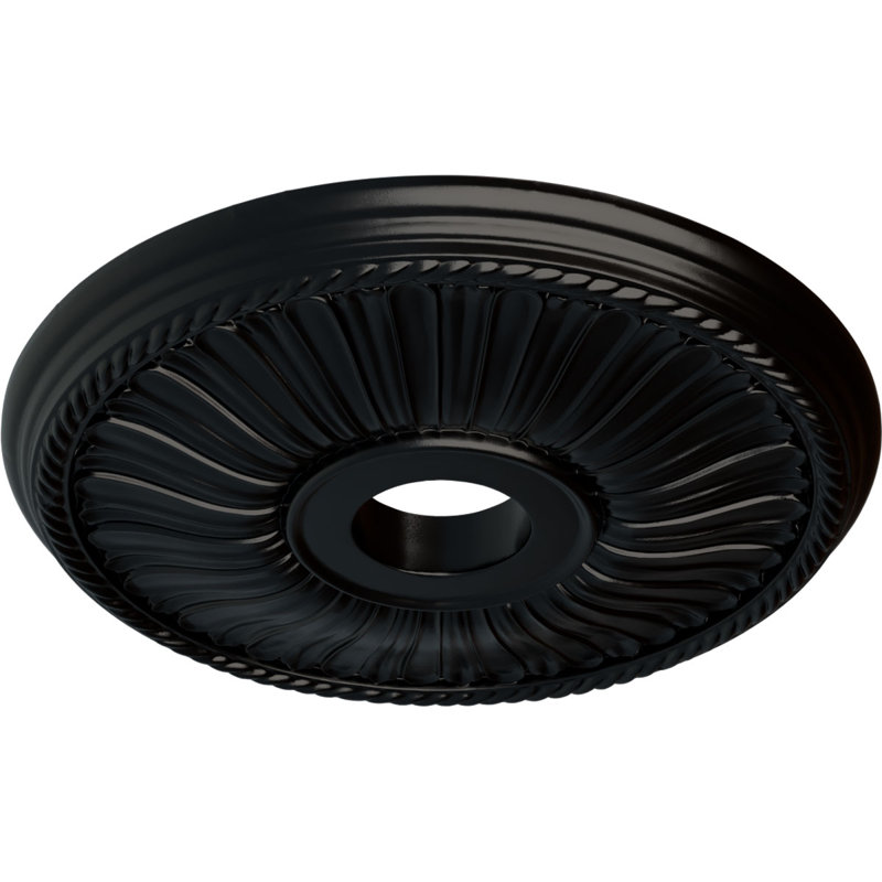 Médaillon de plafond Endurathane Berkshire, DE 20 1/8 po x P 3 7/8 po x P 1 7/8 po (convient aux auvents jusqu'à 6 3/8 po), fini noir de jais peint à la main