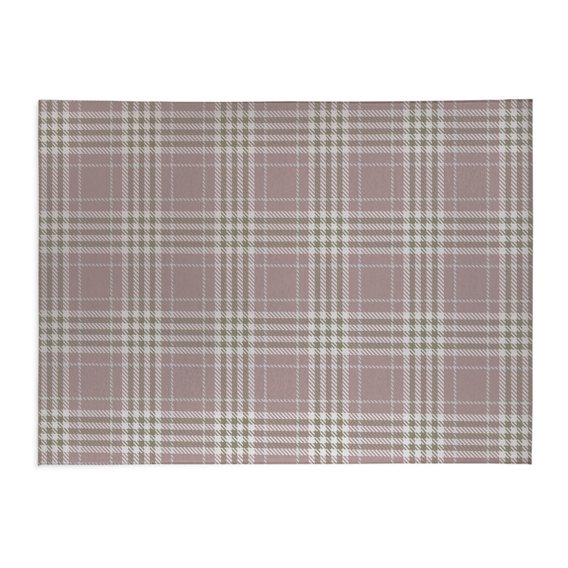 Plaid Indoor Doormat, 36" W x 60" L, Rose