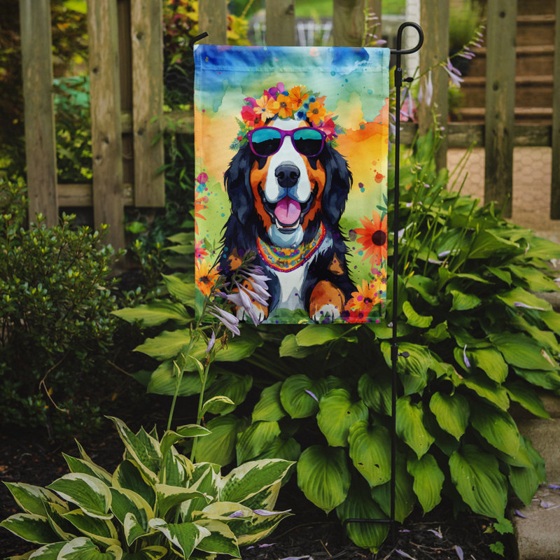 Drapeau de jardin Hippie Dawg, Bouvier bernois bleu