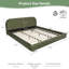 Très grand lit plateforme tapissier avec tête de lit en velours courbé, cadre de lit luxueux vert olive avec lattes en bois et support en acier, aucun sommier requis-779345323