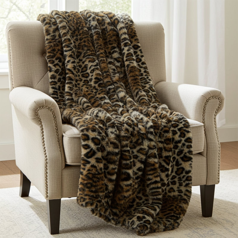 Jeté de luxe léopard sauvage, l 48 po x L 60 po