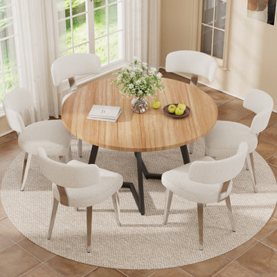 Ensemble de salle à manger rond en bois pour 4-6