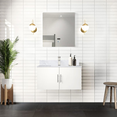 Glossy White 36 In. Bath Vanity With Led Mirror - Vast Storage Compartment Fully Assembled Fixture W X 22 D In Plentiful Capacity Quick And Easy Install