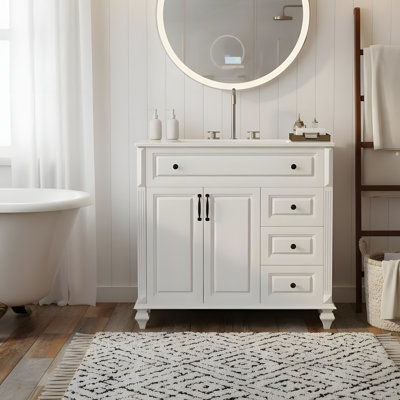 Armoire de salle de bain avec tiroirs rabattables, avec 3 tiroirs et 2 portes