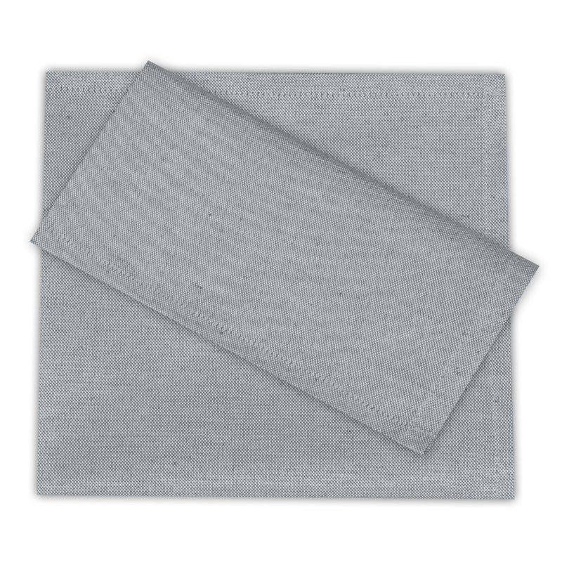 Poly Cotton Square Cloth Napkins Chambray Fabric, Dark Silver