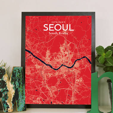 Seoul City Map On Paper Print