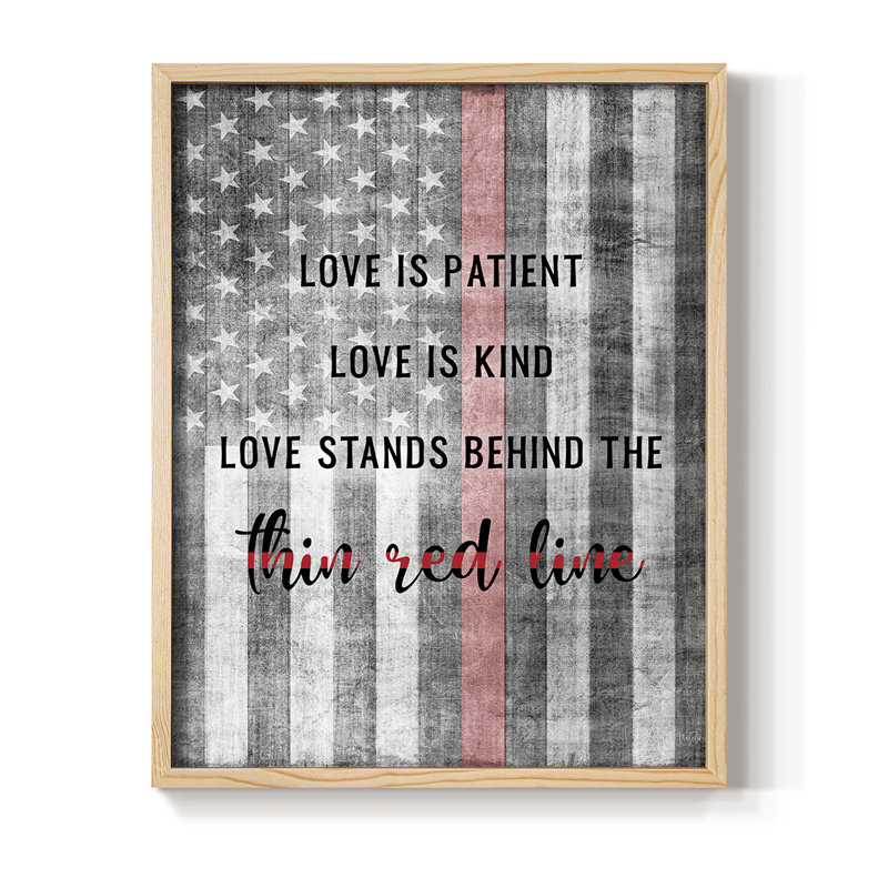Thin Red Line, reproduction encadrée - bois massif, Naturel, H 30 po x l 24 po