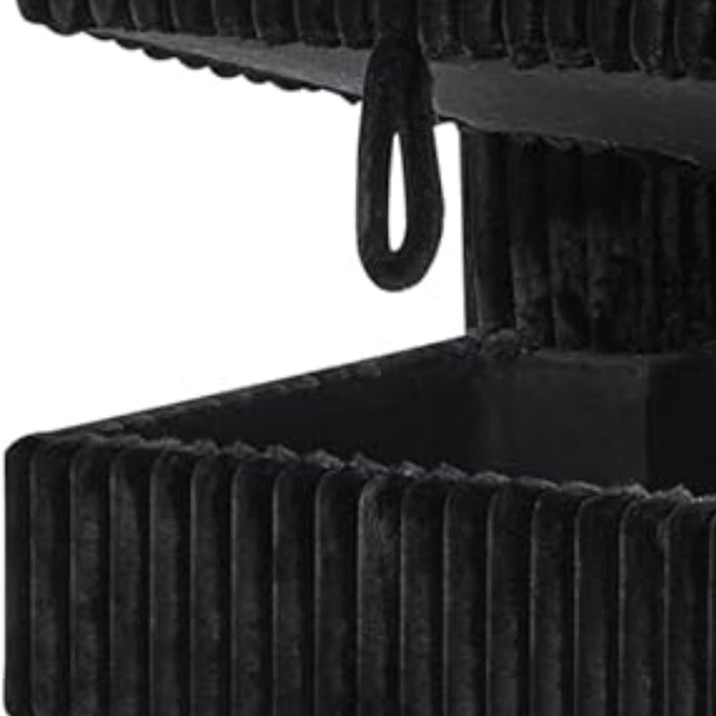 Cosmo Black Corduroy Small Sectional Sofa With Sleeper, Storage & Dropdown Table