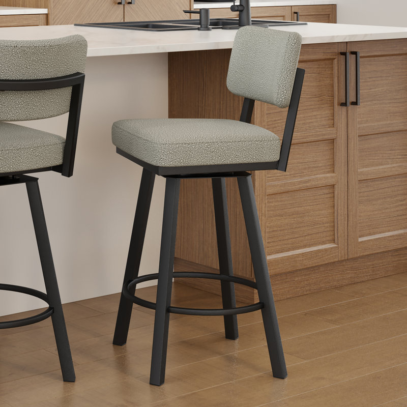 Tabouret de bar et de comptoir pivotant Amoriah, Tabouret de comptoir (siège d'une hauteur de 26,7, Beige clair, Noir