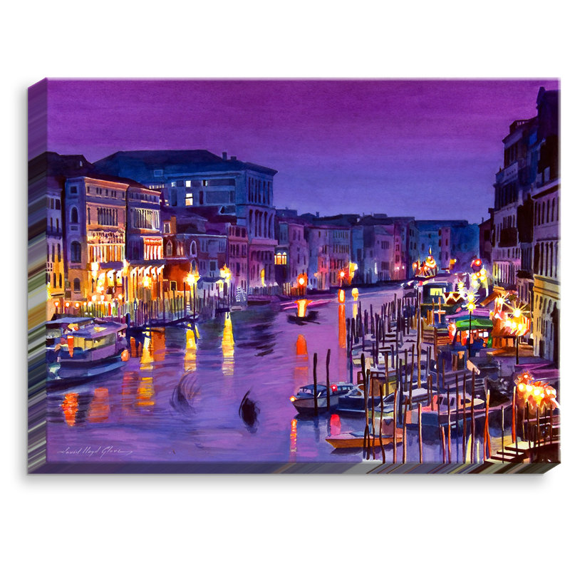 « romantique venice night » par david lloyd’s glover, reproduction d’art sur toile tendue, H 11 po x l 14 po x P 1,5 po