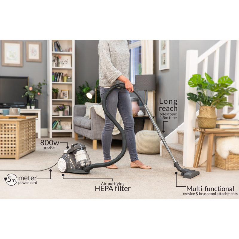 Russell Hobbs Atlas Pet Compact Bagless Cylinder Vacuum Cleaner, White