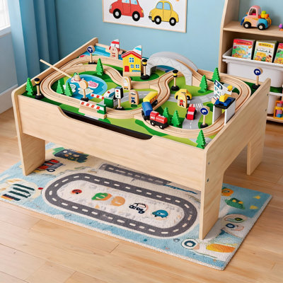 78 Piece 4-in-1 Wooden Train Table