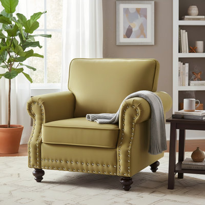 Chaise d'appoint classique en velours avec pieds tournés en bois massif et fauteuil rembourré