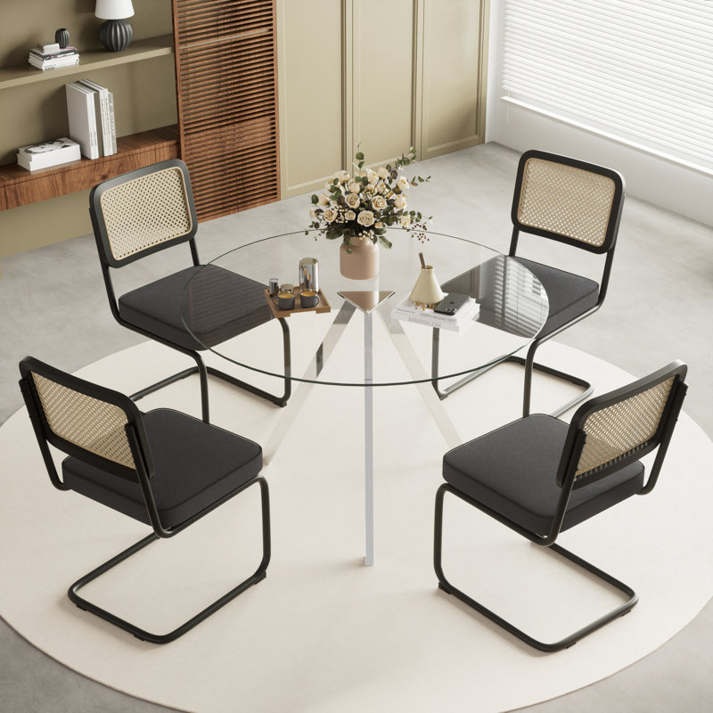 5-Piece Pedestal Dining Set, Black