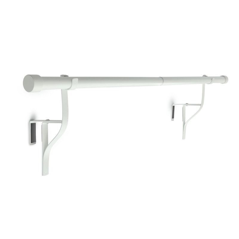 Glenmoral White Stainless Steel Adjustable 70cm to 120cm 2cm Single Curtain Pole, White