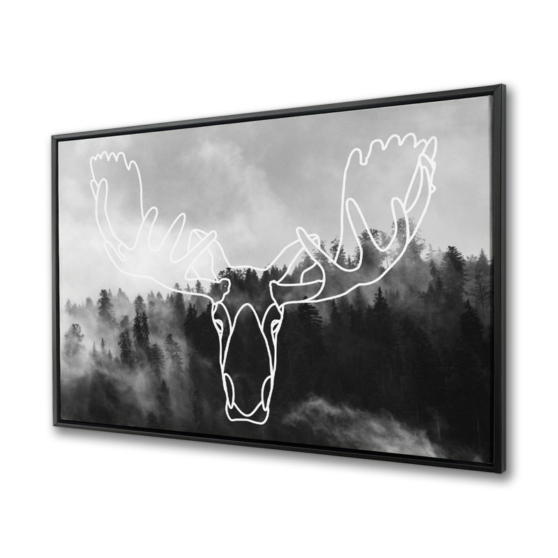 Tête d'orignal minimaliste - décor de toile encadrée pour chambre grise