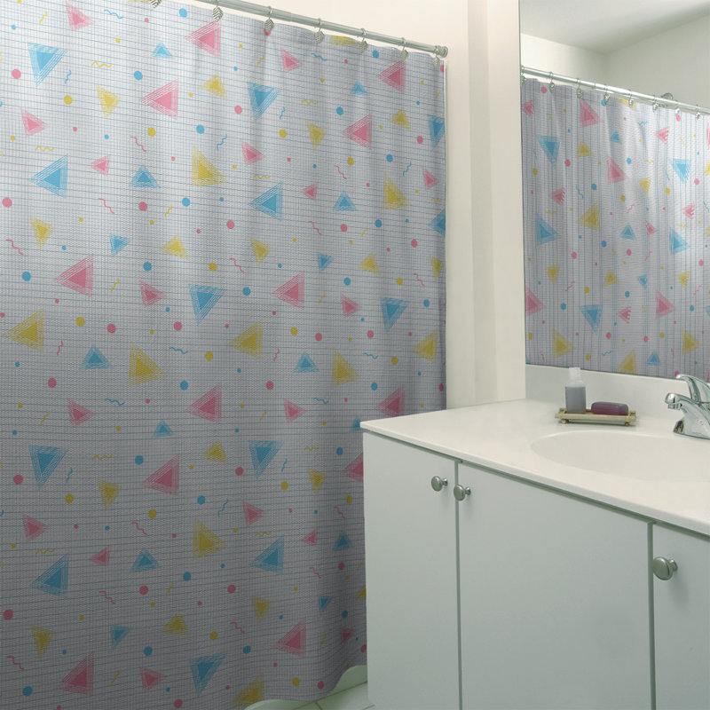 Rideau de douche simple 90 'Retro, Jaune / Rose