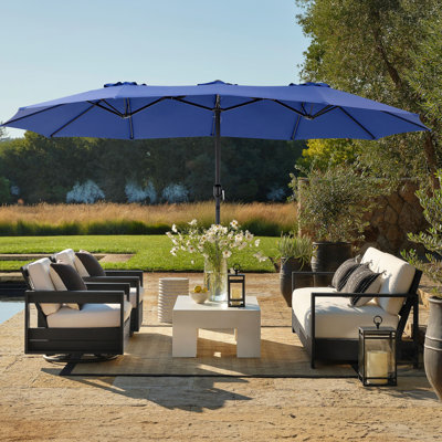 15 ft x 9 ft Rectangular Market Umbrella with Base