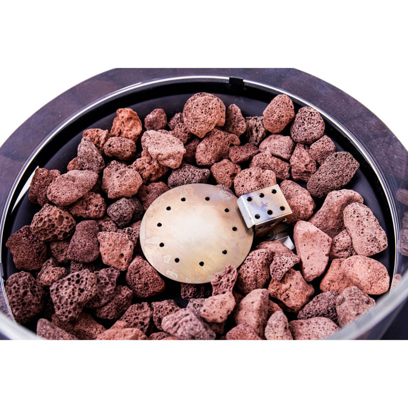 Round Glass and Iron Natural Gas Fire Column
