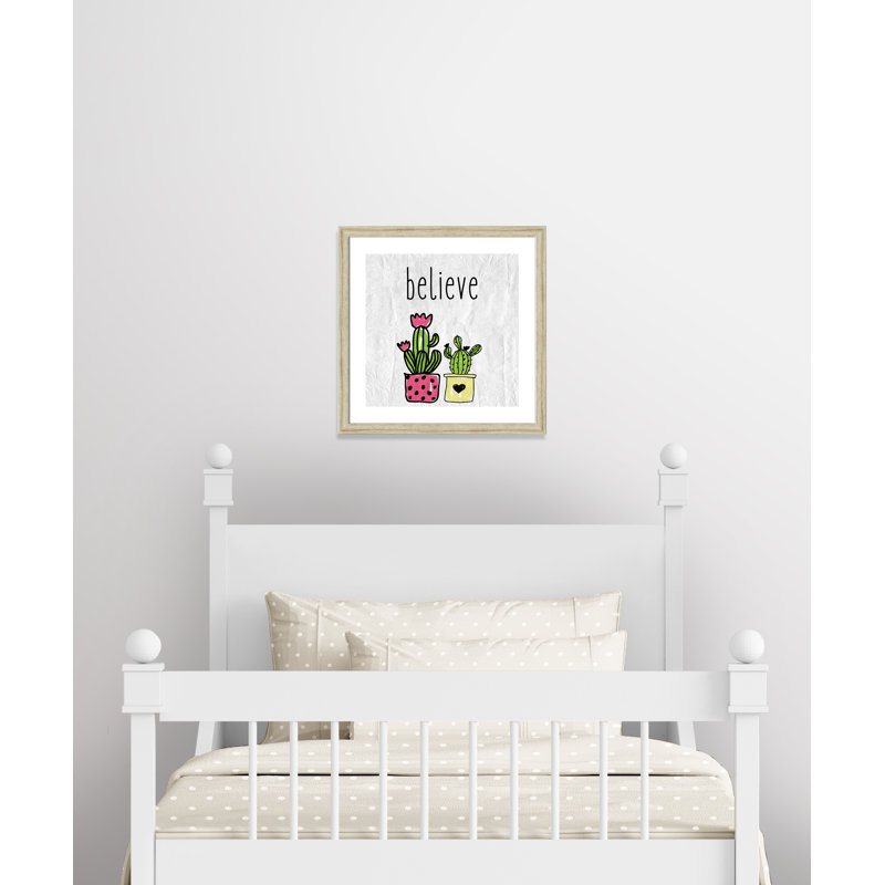 Cactus B, art encadré, H 22,5 po x l 22,5 po x P 0,6 po, Beige Flat Framed