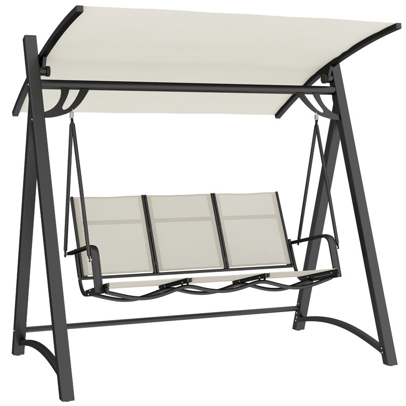 3 Person Porch Swing with Canopy, Cream