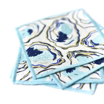 Oyster Print Cocktail Napkins Set Of 4