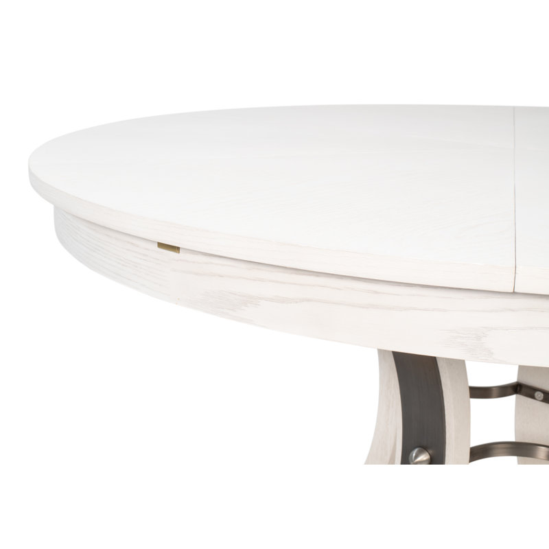 Tower Round Solid Oak Dining Table, Working White/Hammered