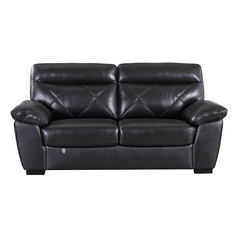 Renfro Upholstered 72'' Loveseat, Black Genuine Leather