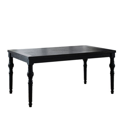 Black Urban Dining Table - Tabletop With Rich Wood Grain Texture And Finish, Legs Stately Turned Design Craftsmanship, Solid Rubberwood Frame For Stability Durability, 65" W X 38"d 30"h, Assembly