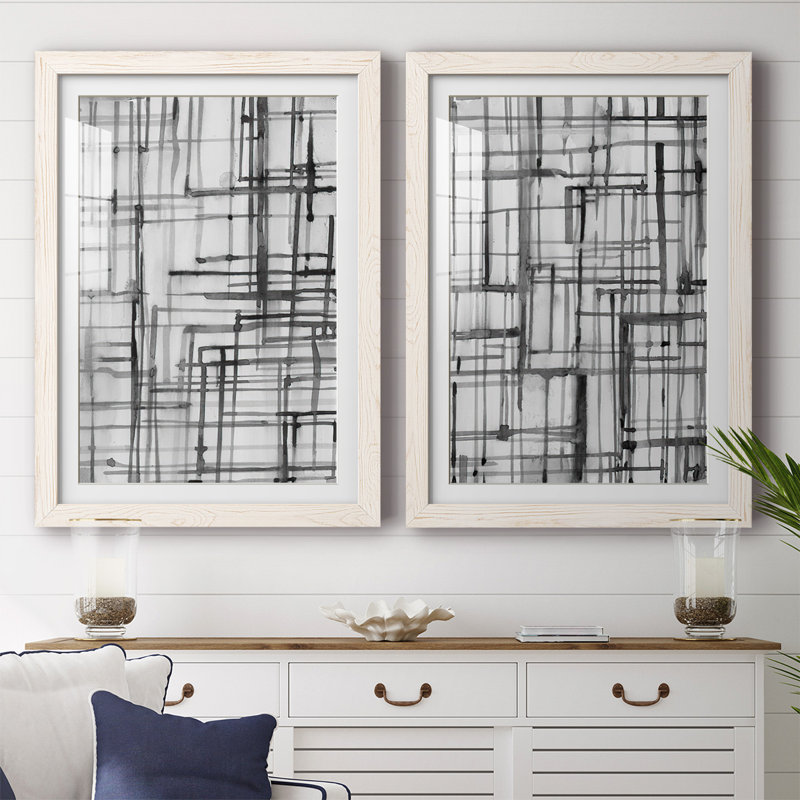 Line Meditation I-Premium, reproduction encadrée - prête à être accrochée, Blanc, H 27,5 po x l 75 po x P 1,5 po